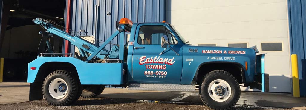 Eastland Towing 4 wheel drive wrecker for off-road or rough terrain situations.